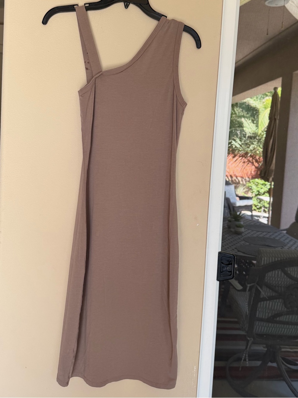 bobi One-Shoulder Taupe Knit Dress